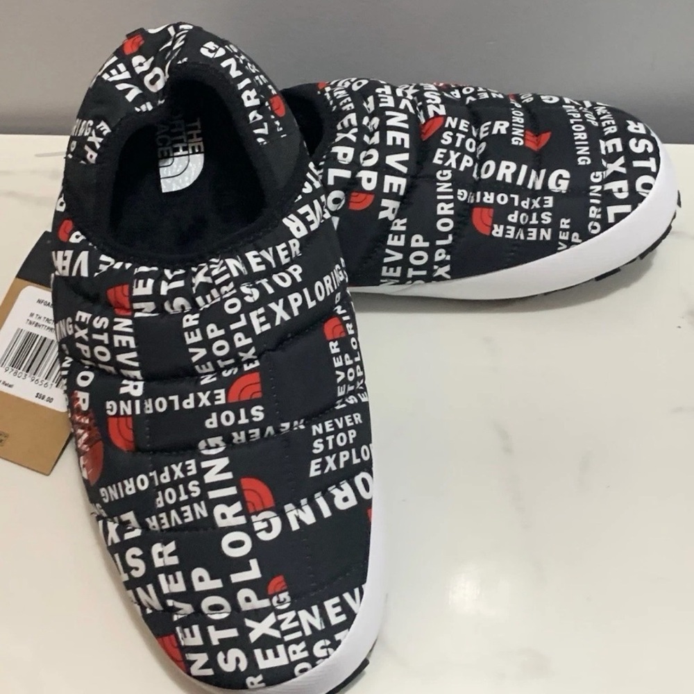 The North Face mens Black and White Slip-On slipper Shoes size 11